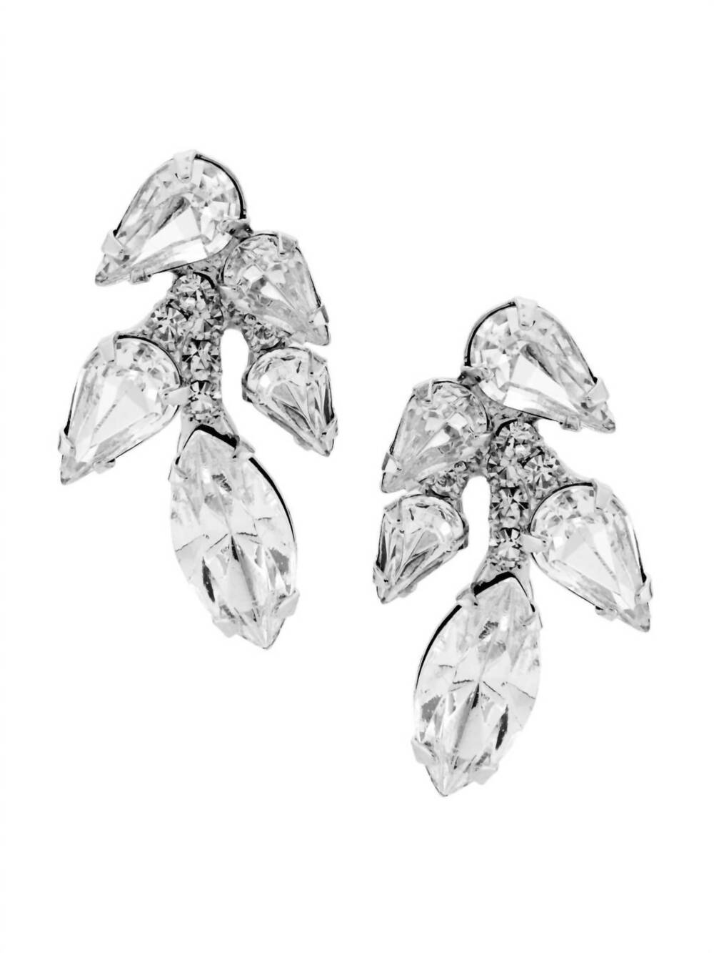 NEW JENNIFER BEHR women's cris rhodium-plated & glass crystal drop earrings in s